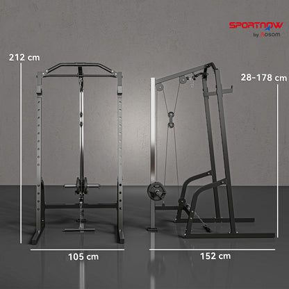 SPORTNOW Power Cage Power Rack with 15-Level Squat Rack, Cable Pulley System, Lat Pulldown & Pull Up Bar--ChewyGames-ChewyGames