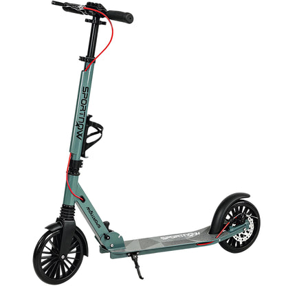SPORTNOW Foldable Kick Scooter with Height Adjustable Handlebar, One-click Folding Adult Scooters with 200 mm Big Wheels, Silver Tone