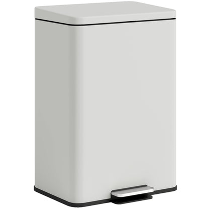 HOMCOM 20L Kitchen Bin with Soft-Close Lid and Stay-Open Function, Pedal Bin with Removable Inner Bucket for Kitchen, Office, Home, Cream