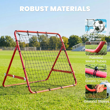 HOMCOM Rebounder Net, Practise Kickback Goal, for Teens, Adults Training - Red