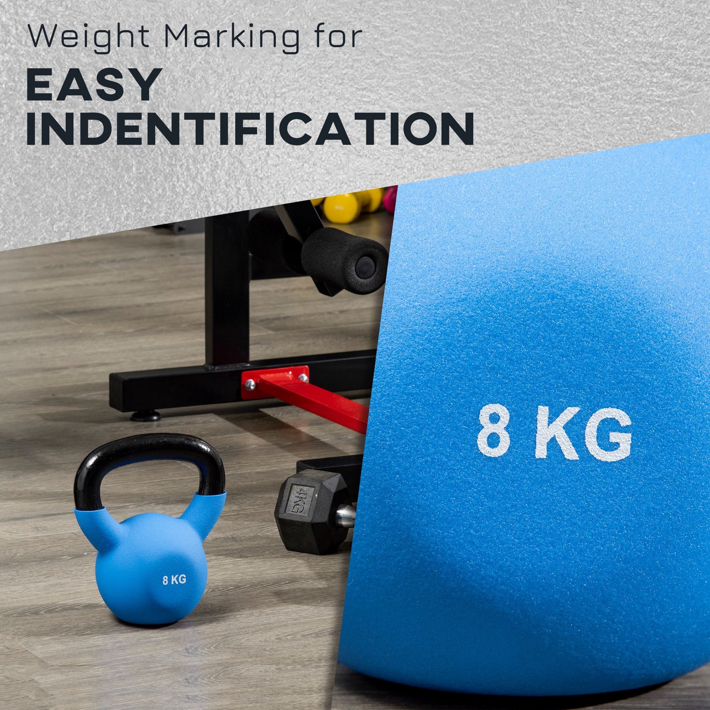 HOMCOM Kettlebell, 8kg Kettle Bell with Non-Slip Handle for Home Gym Weight Lifting and Strength Training, Blue