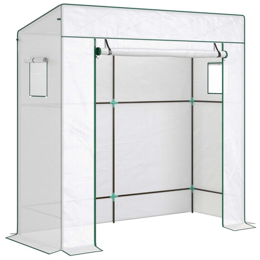 Outsunny PE Cover Walk-in Outdoor Greenhouse, White