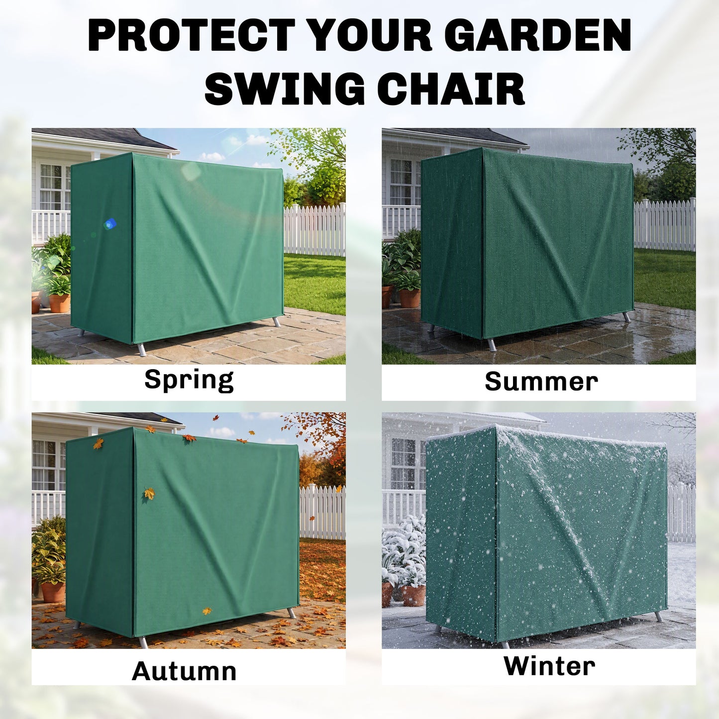 Outsunny 220 x 125cm Three-Seater Swing Chair Protective Cover - Green
