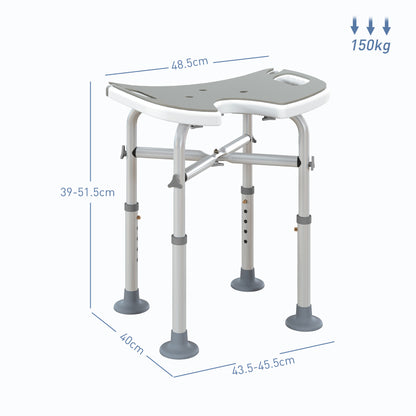 HOMCOM 39-51.5cm 'U' Seat Padded Shower Stool - Grey