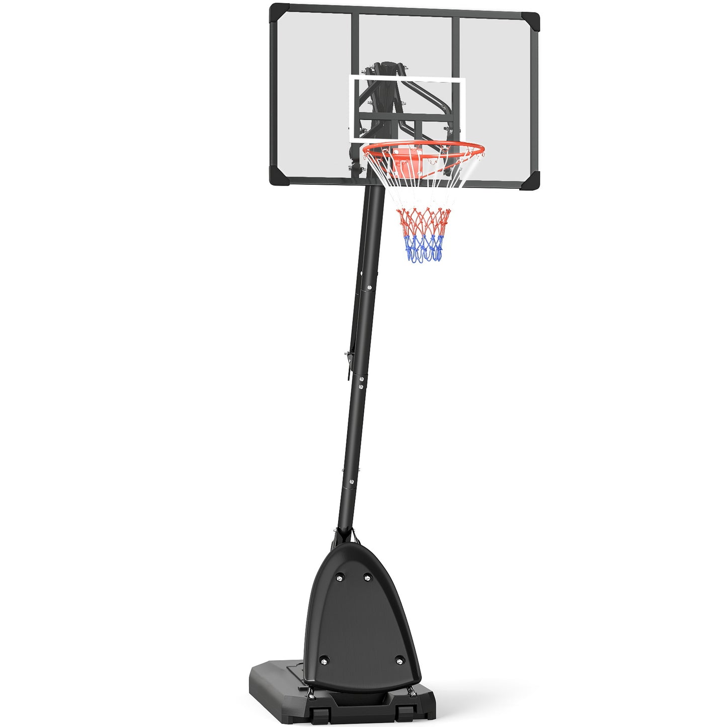 SPORTNOW 2.4-2.9m Adjustable Basketball Hoop and Stand with Weighted Base, Portable on Wheels, Black