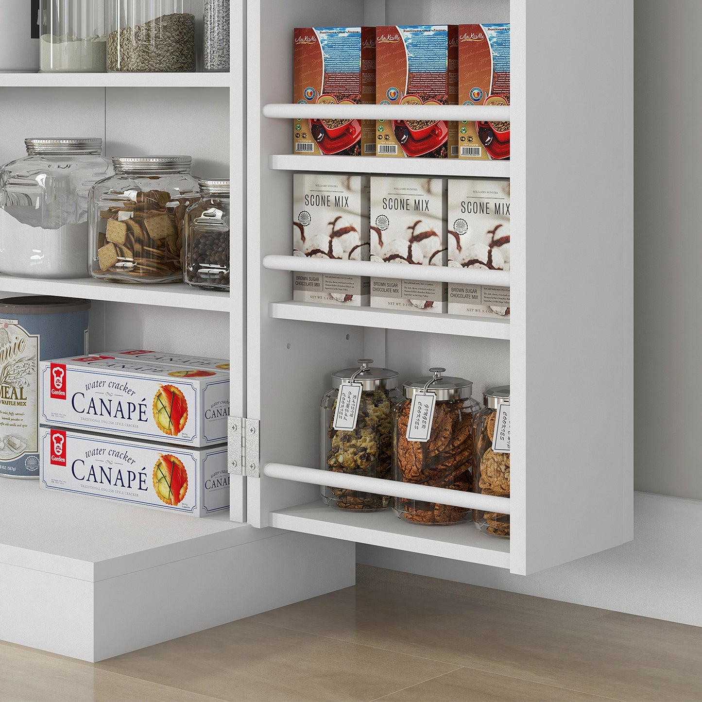 HOMCOM Kitchen Cupboard 6-tier Door Racks Freestanding Multi-Storage with Adjustable Shelves, White
