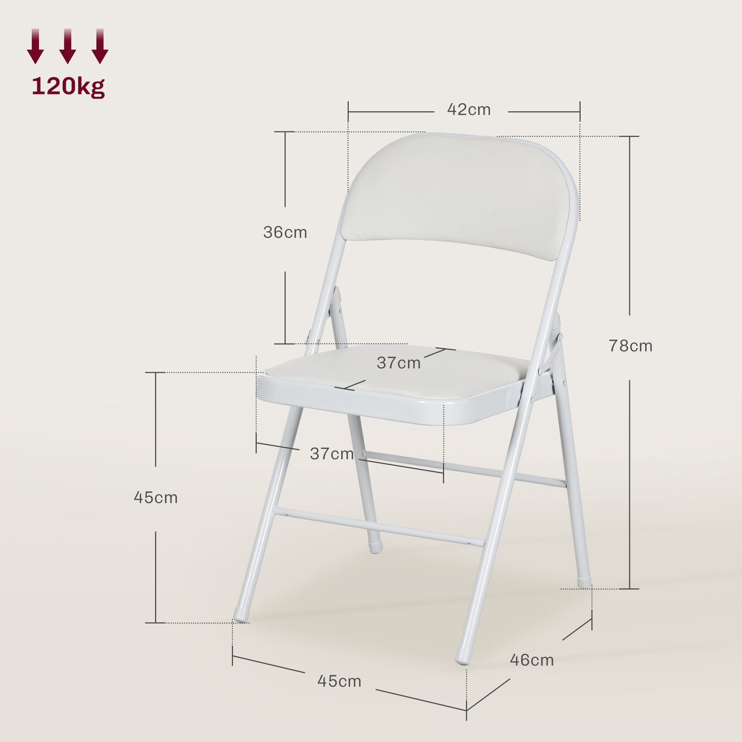 HOMCOM Set of Two Cushioned Folding Chairs - White