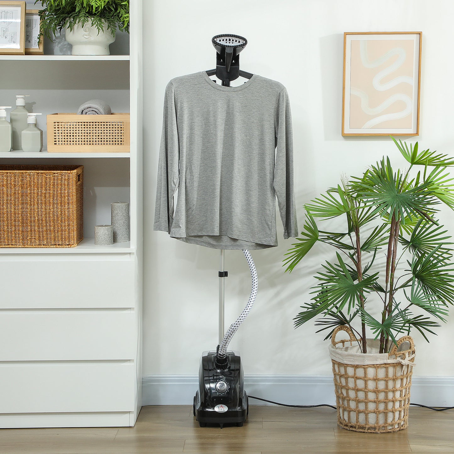 HOMCOM Clothes Steamer with Adjustable Pole Clothes Steamer 11 Steam Levels 41-110 cm Black