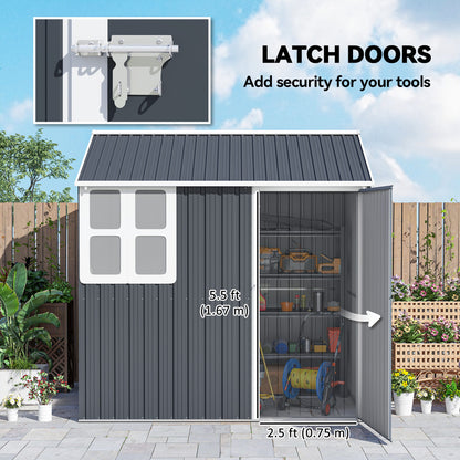 Outsunny 7 x 6ft Galvanised Garden Shed with Latch and Galvanised Steel Frame - Dark Grey