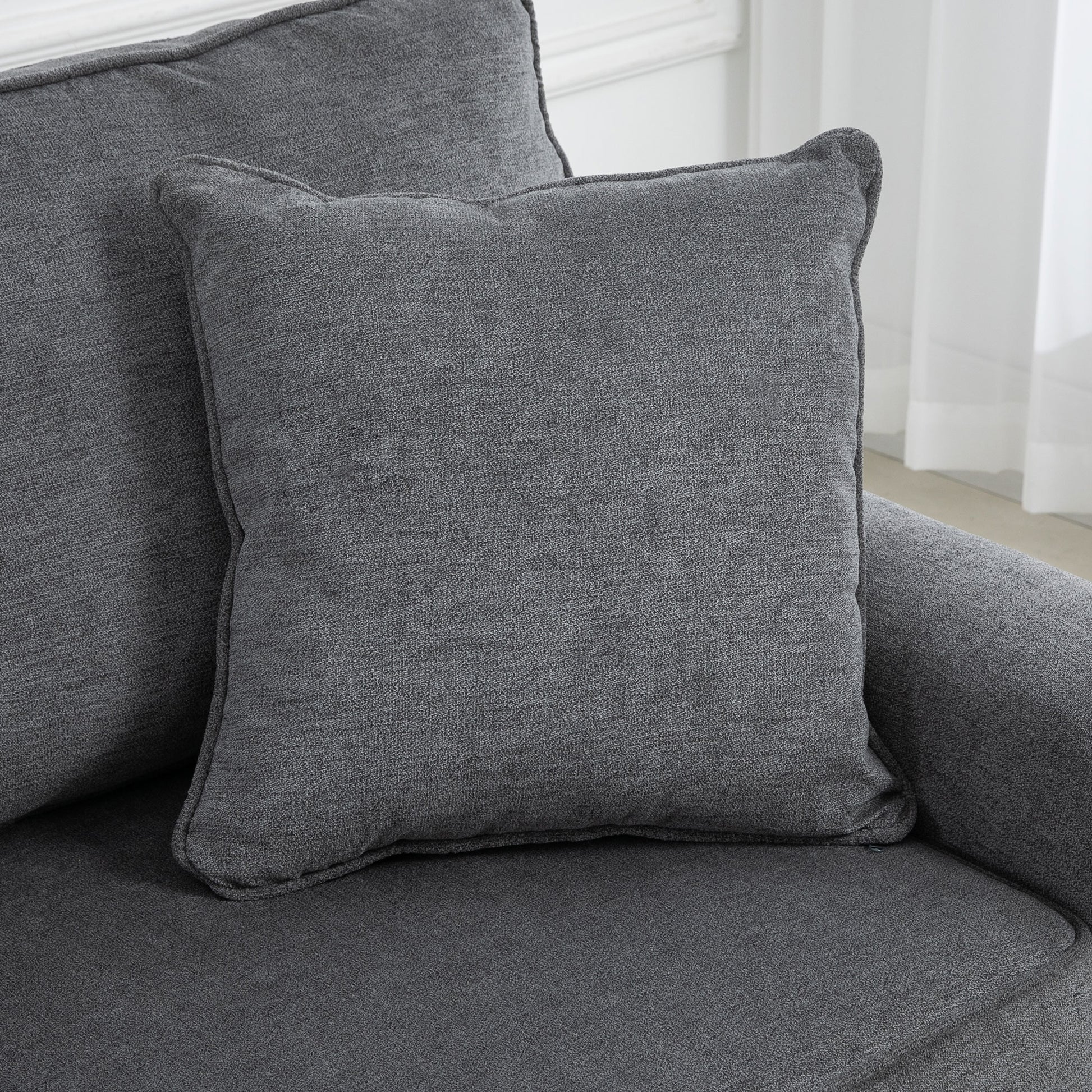 HOMCOM 196cm 3 Seater Sofa, Fabric Sofa with Rubber Wood Legs, Nailhead Trim, 2 Pillows, Small Upholstered Couch Settee for Living Room, Guest Room, Grey--ChewyGames-ChewyGames