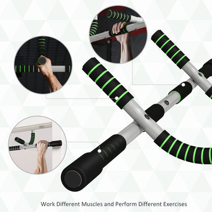 HOMCOM Doorway Pull up Bar, Door Frame Chin up Push up Bar for Home Gym Upper Body Workout, No Drilling or Screws, Green