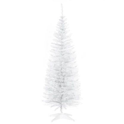 HOMCOM 5ft Unlit Artificial Christmas Tree, Pencil Slim Xmas Tree with Solid Stand and Realistic Branches, White--ChewyGames-ChewyGames