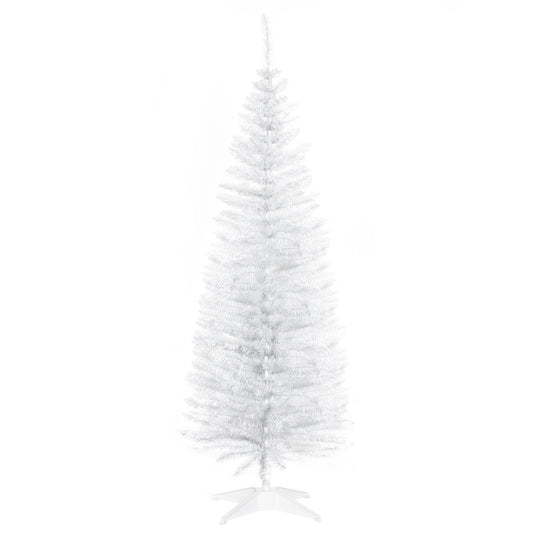 HOMCOM 5ft Unlit Artificial Christmas Tree, Pencil Slim Xmas Tree with Solid Stand and Realistic Branches, White--ChewyGames-ChewyGames