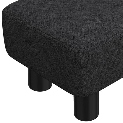 HOMCOM Linen Fabric Footstool Ottoman Cube with 4 Plastic Legs, Black