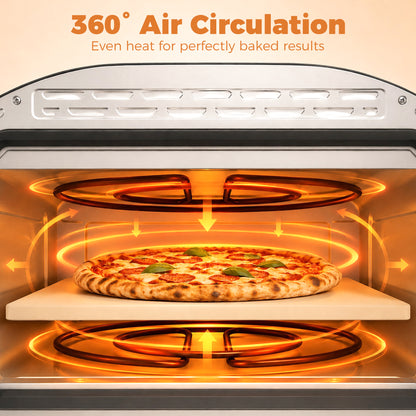 HOMCOM Electric Pizza Oven, Pizza Maker with 3 Knob Control and Ceramic Stone, Viewing Window, 2200W
