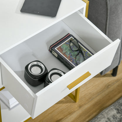 HOMCOM Bedside Table Set of 2, Modern Side Tables with Drawer and Shelf, Nightstands for Bedroom, White--ChewyGames-ChewyGames