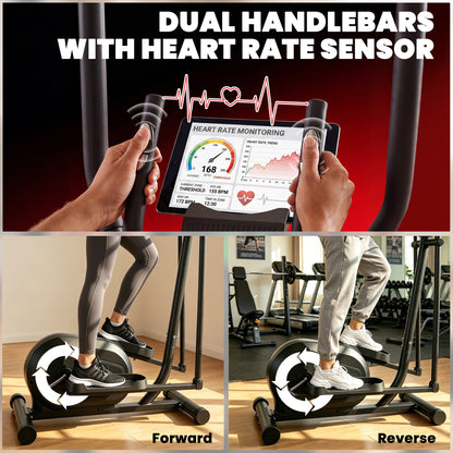 SPORTNOW Elliptical Cross Trainer for Home, Quiet Magnetic Elliptical Machine with Bluetooth, App Compatible, 8-Level Resistance