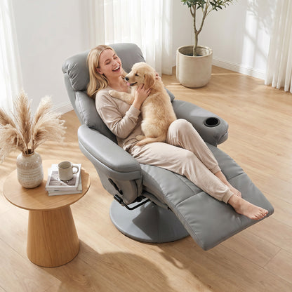 HOMCOM Upholstered Reclining Armchair, Manual Recliner Chair with Footrest and Adjustable Backrest, Grey