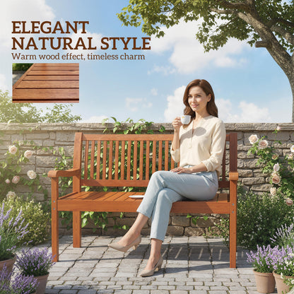 Outsunny Garden Bench 2 Seater, Wooden Outdoor Bench with Waterproof Cover, Garden Seat with Ergonomic Backrest