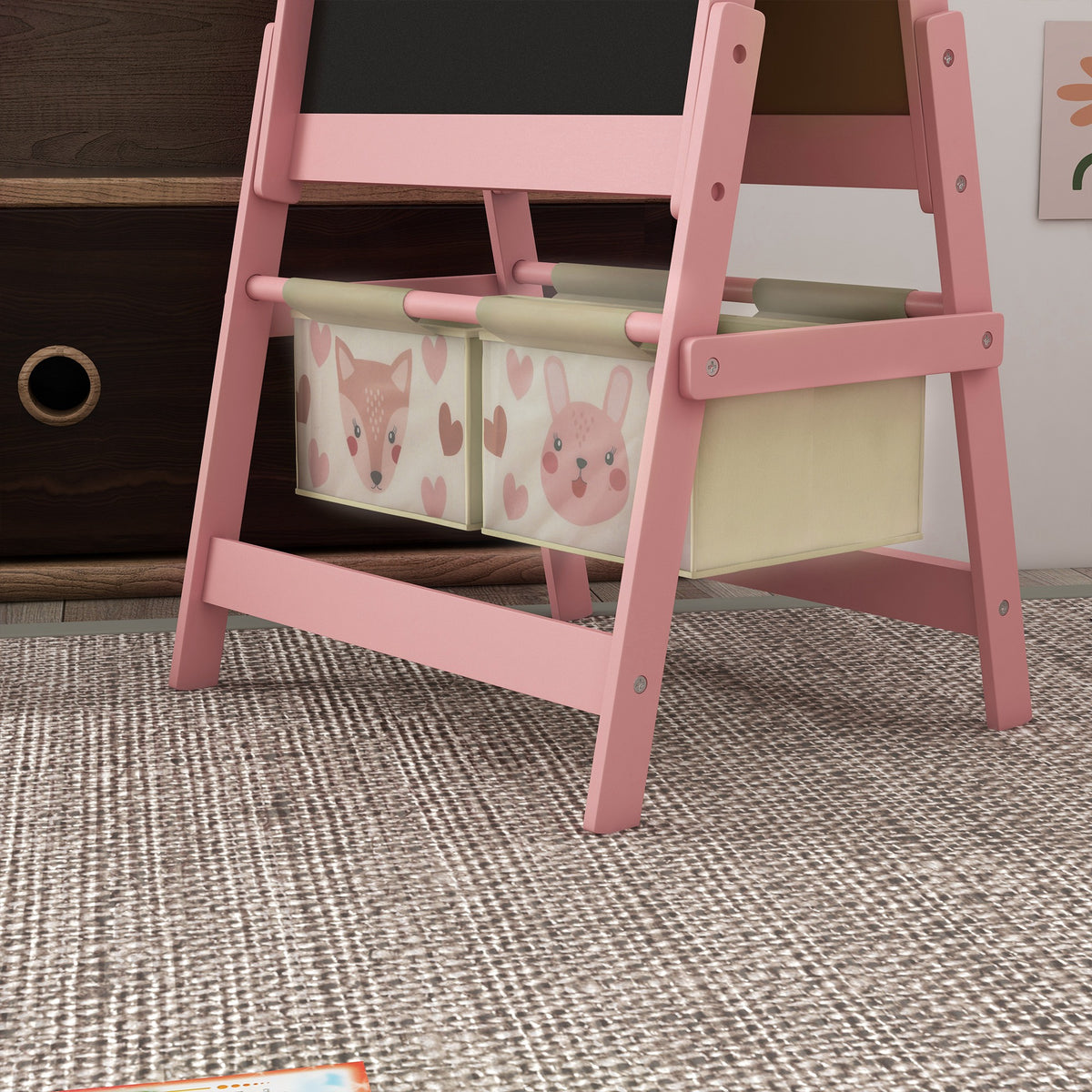 AIYAPLAY Three-In-One Kids Easel with Paper Roll, Art Easel, with Storage - Pink--ChewyGames-AIYAPLAY