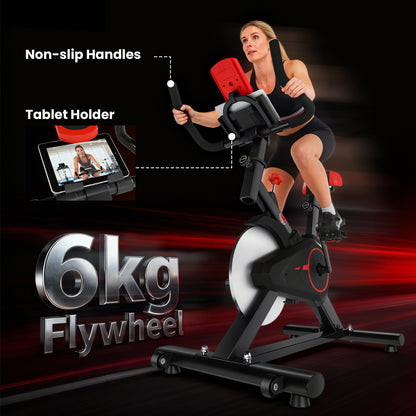 HOMCOM Indoor Upright Exercise Bike Machine, with Adjustable Seat, Resistance, Handlebar, LCD Display