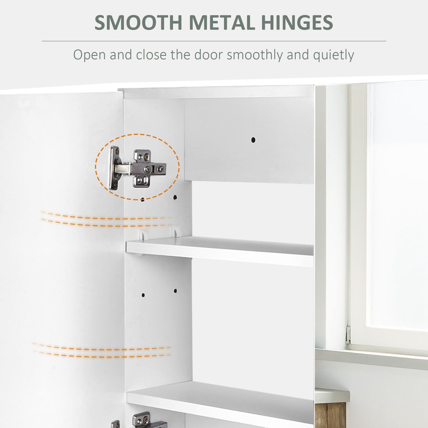 HOMCOM 80 x 15 cm Double Door Bathroom Mirror Cabinet - White