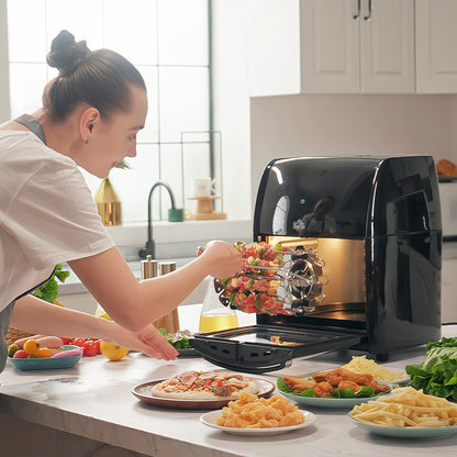 HOMCOM 12L 8 in 1 Digital Air Fryer Oven with Roast, Bake, Dehydrate, 8 Preset Modes, Rapid Air Circulation, Timer, Inner Light, Memory Function, 1800W, Dish Wash Accessory, Black