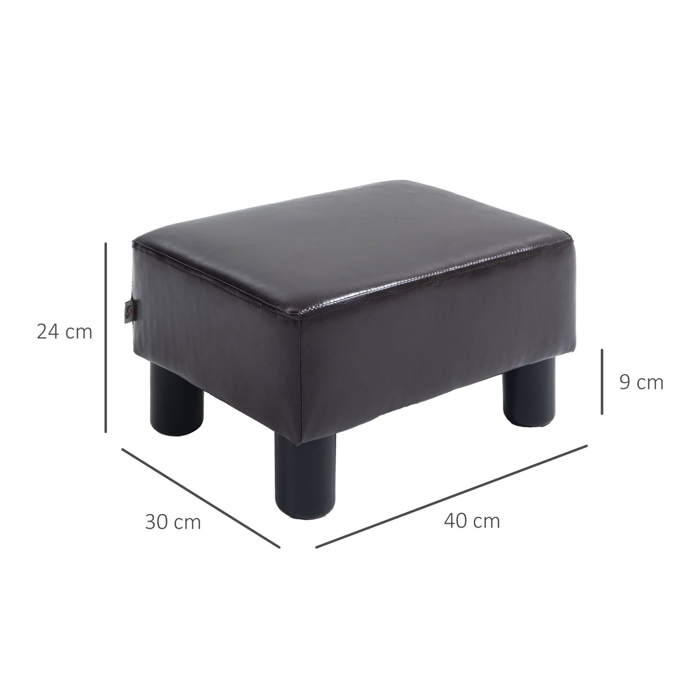 HOMCOM PU Leather Footstool Ottoman Cube with 4 Plastic Legs, Brown--ChewyGames-ChewyGames