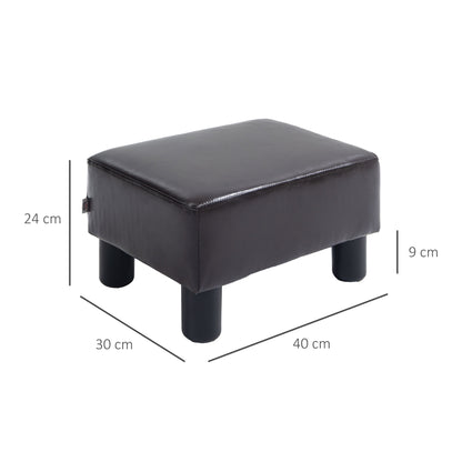 HOMCOM PU Leather Footstool Ottoman Cube with 4 Plastic Legs, Brown--ChewyGames-ChewyGames
