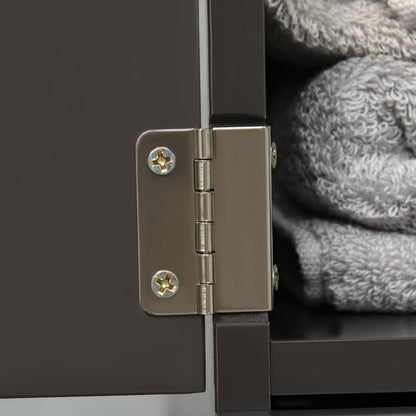 HOMCOM Tall Bathroom Cabinet, Freestanding Slim Bathroom Storage Cabinet with 2-Tier Open Shelf and 2 Drawers for Small Space, Narrow Cupboard Storage Unit, Brown