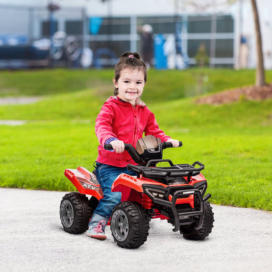 HOMCOM 6V Kids Electric Ride on Car Toddlers Quad Bike All Terrain Vehicle Toy With Music for 18-36 months Red