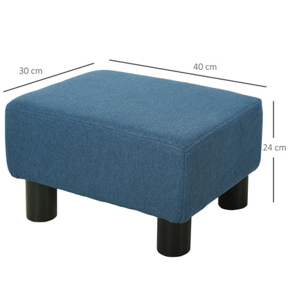 HOMCOM Linen Fabric Footstool Ottoman Cube with 4 Plastic Legs, Blue--ChewyGames-ChewyGames