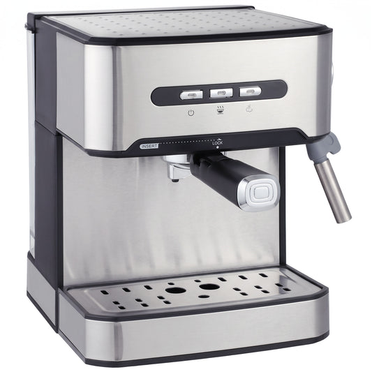 HOMCOM Espresso Machine, 20-Bar Semi Automatic Cappuccino Coffee Maker with Frother Wand, 1.6 L Water Tank, Black and Silver