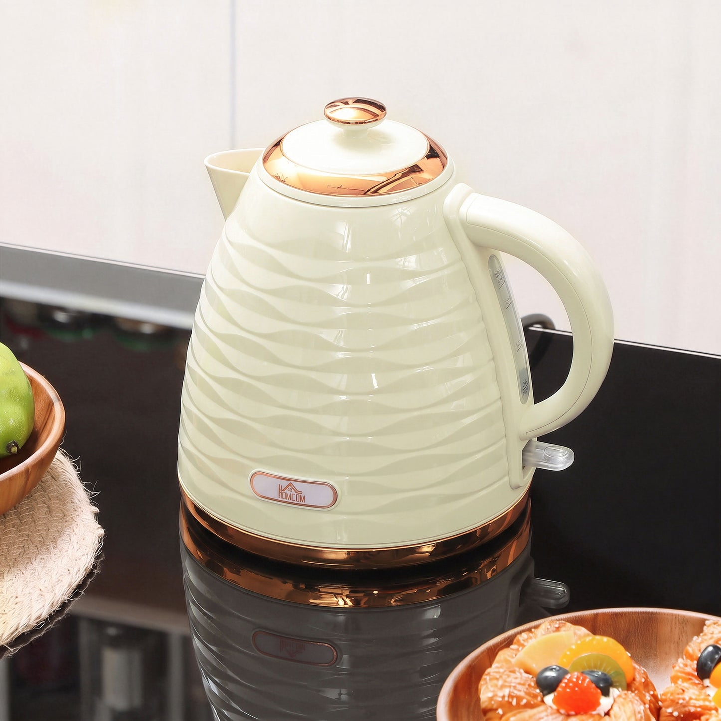 HOMCOM 3kW Rapid Boil Honeycomb Kettle - Cream White