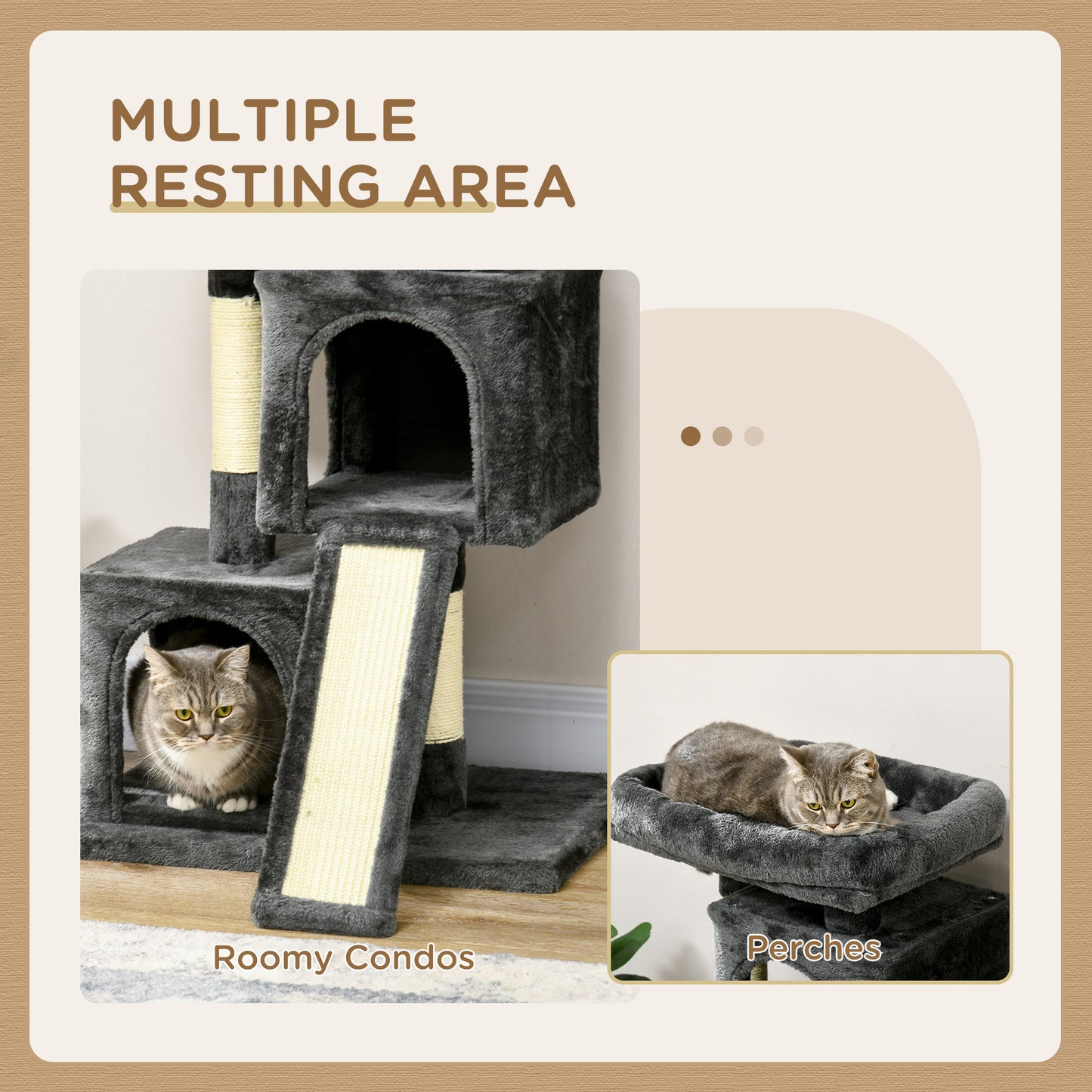 PawHut Cat Tree for Indoor Cats 81cm Cat Scratching Post Scratch Board Kitten Tower Climbing Frame, Black