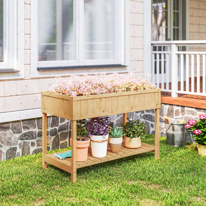 Outsunny Garden Wooden Planters, Rectangular 8 Compartment Plant Stand, Oak Tone