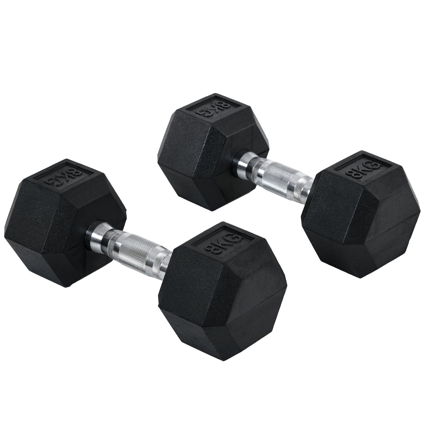 HOMCOM 2x8kg Hex Dumbbell Rubber Weights Sets Hexagonal Gym Fitness Lifting Home-Dumbbells-ChewyGames-ChewyGames