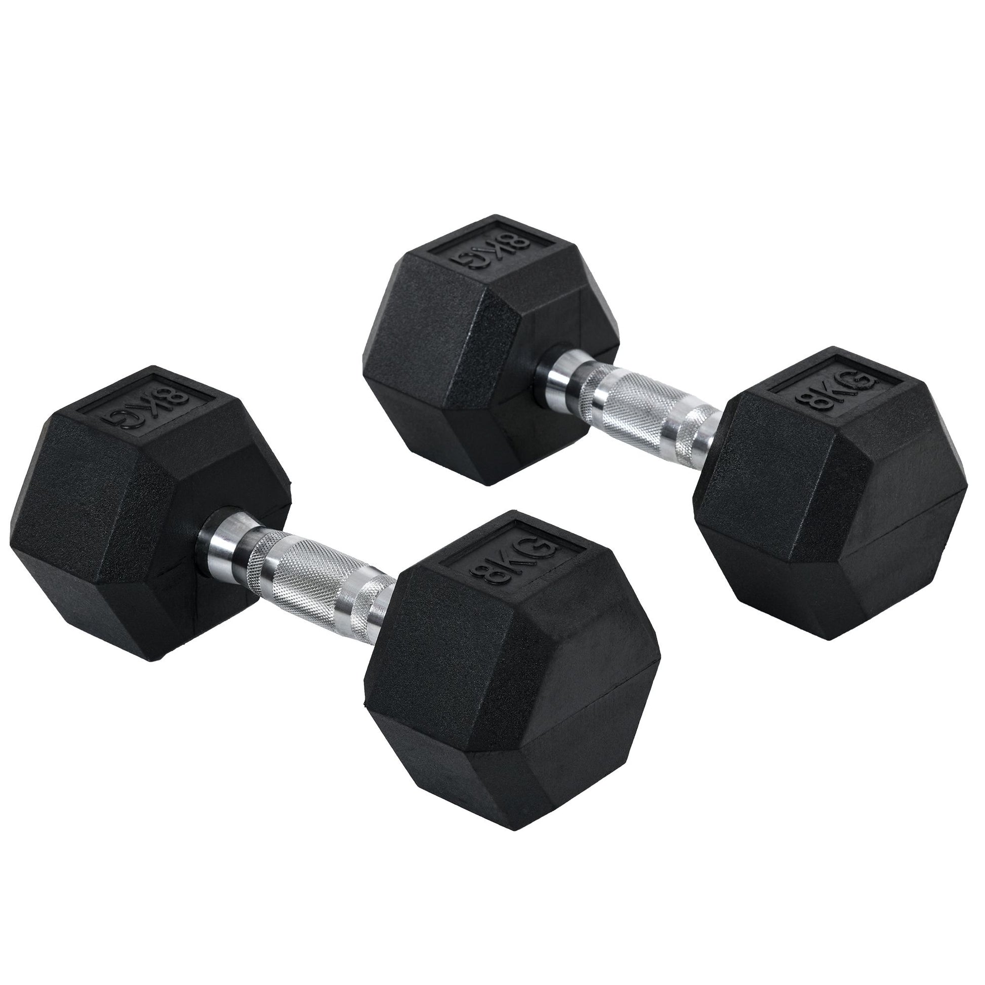 HOMCOM 2x8kg Hex Dumbbell Rubber Weights Sets Hexagonal Gym Fitness Lifting Home-Dumbbells-ChewyGames-ChewyGames