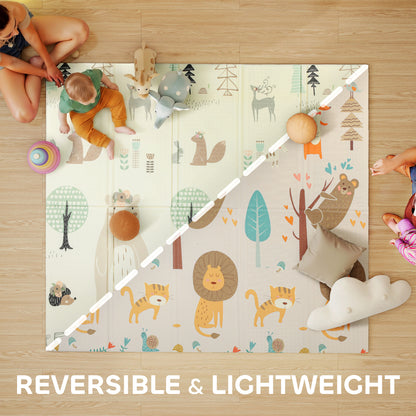 AIYAPLAY Baby Play Mat, Double Sideded Foldable Kids Crawling Mat, Reversible & Waterproof, Animal--ChewyGames-ChewyGames