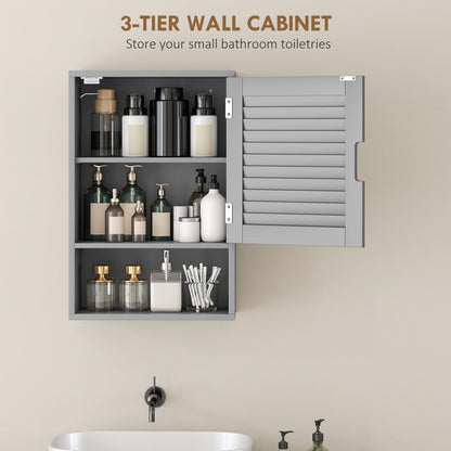 HOMCOM Bathroom Cabinet, Wall Mounted Storage Cabinet with Adjustable Shelves, 40 x 20 x 60 cm, Grey