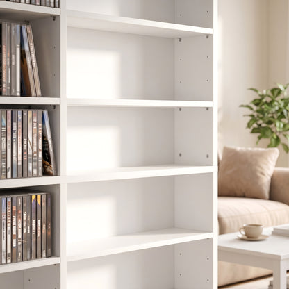 HOMCOM 1032 CD/594 DVD Storage Unit, Blu-ray Media Storage Shelf with 24 Compartments and 18 Adjustable Shelves, White