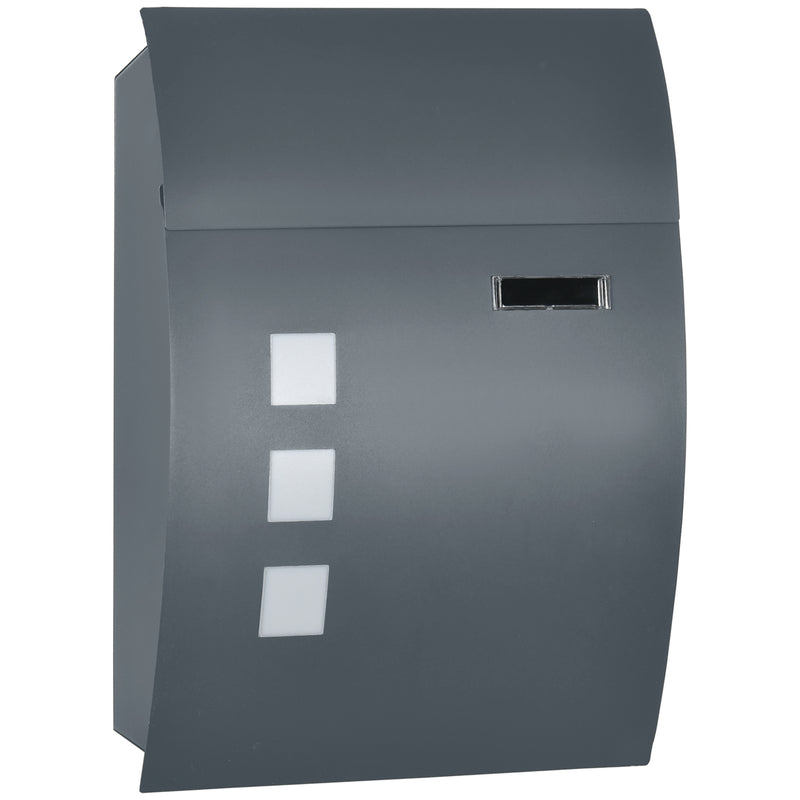 HOMCOM Wall Mounted Letter Box, Weatherproof Post Box for Outside Wall, Modern Mailbox with 2 Keys and Nameplate, Anthracite Grey--ChewyGames-ChewyGames