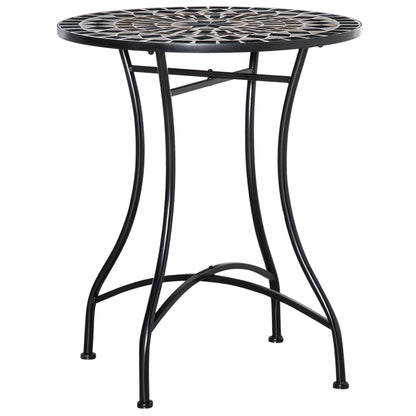 Outsunny Φ60cm Mosaic Outdoor Patio Table - Black