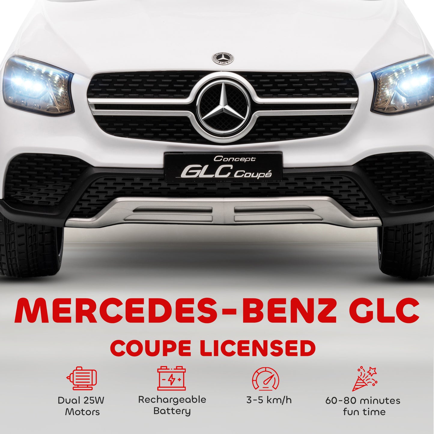 AIYAPLAY Mercedes-Benz GLC Licensed Kids Ride on Car with Remote Control, Soft Start, MP3, LED Headlights, White