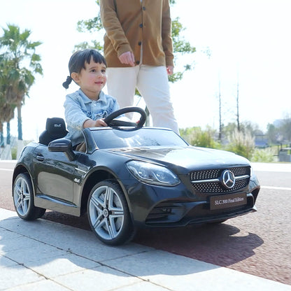 HOMCOM Benz SLC 300  Licensed 12V Kids Electric Ride On, with Music, Remote Control, LED Headlights, Horn, Black