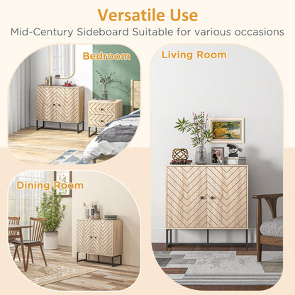 HOMCOM MDF 2-Tier Storage Cabinet Steel Frame Handles Tabletop Unique Home Style Organiser, 80H x 80L x 29.5Wcm-Oak
