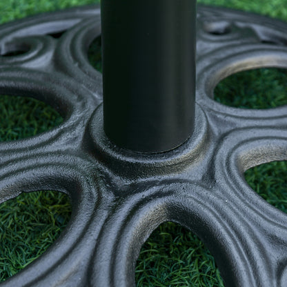 Outsunny 11.5 kg Cast Metal Round Patio Umbrella Base Stand, Umbrella Holder for Outdoor, Patio, Garden, Black