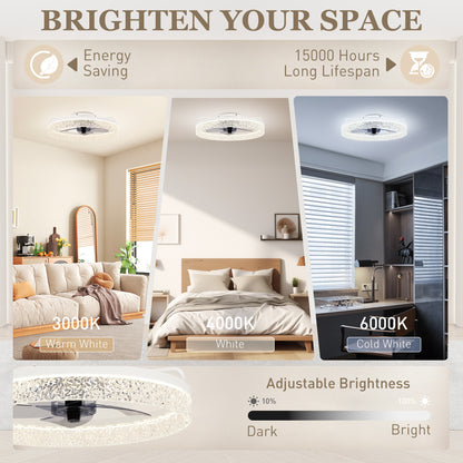 HOMCOM Ceiling Fan with Lights, Dimmable LED Mount Ceiling Fan Light with Remote App Control for Bedroom, White--ChewyGames-ChewyGames