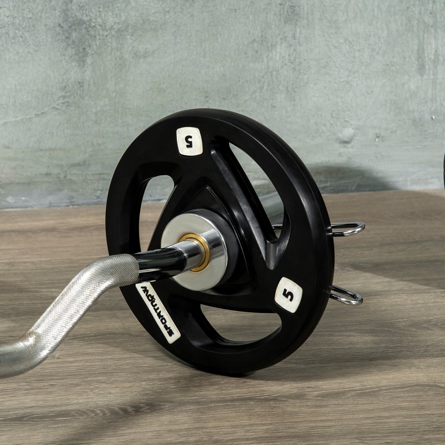 SPORTNOW Two 5kg Olympic Weight Plates, Tri-Grip Rubber-Coated Barbell Weights, with 5cm Holes, for Home, Gym, Office