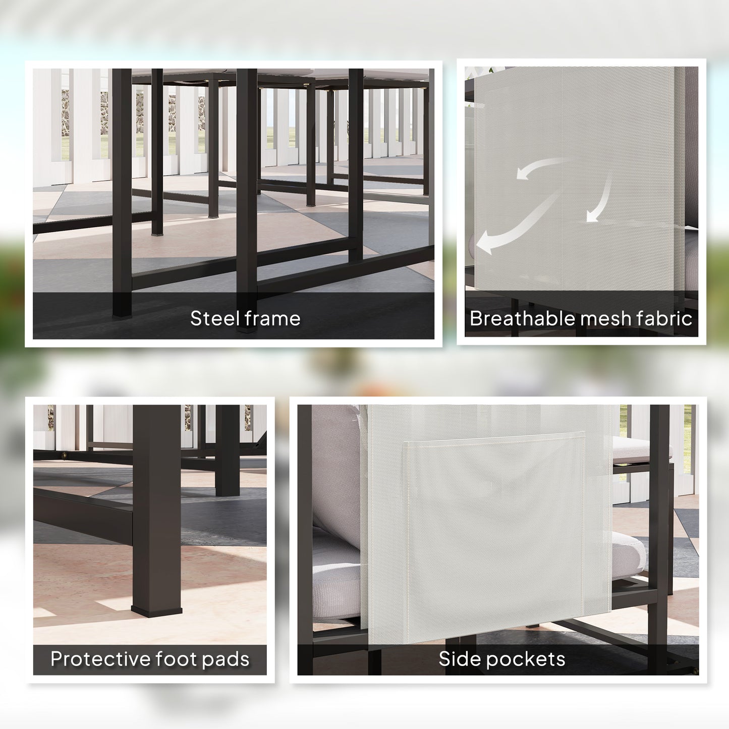Outsunny Nine-Piece Steel Frame Garden Dining Set - Dark Grey